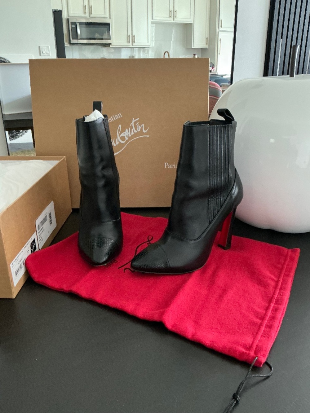 Christian Louboutin Me in the 90s Black Leather Ankle Bootie EU 37
